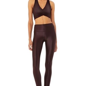 Alo Yoga Shine & High Waist Set (OXBLOOD)